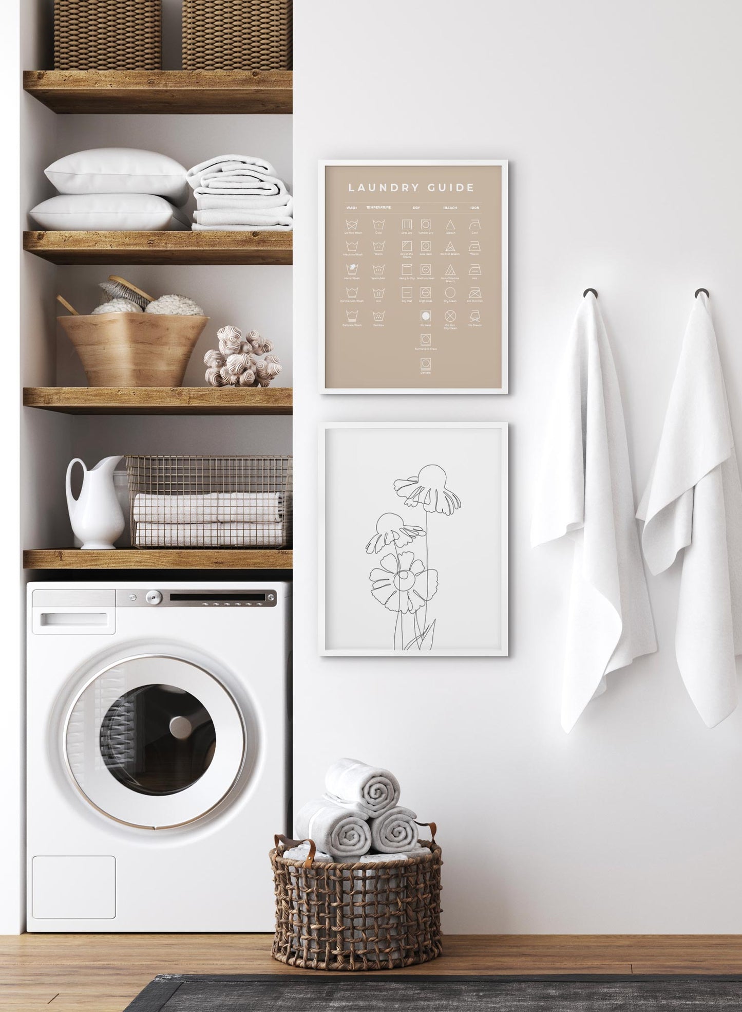 Laundry Guide in Beige, Poster