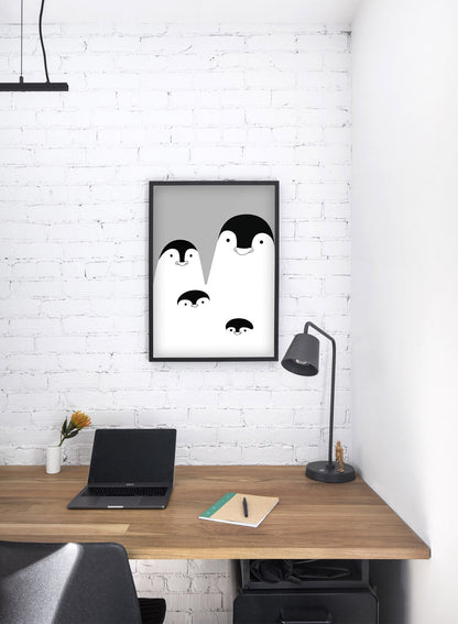 Penguin Family in Black, Poster