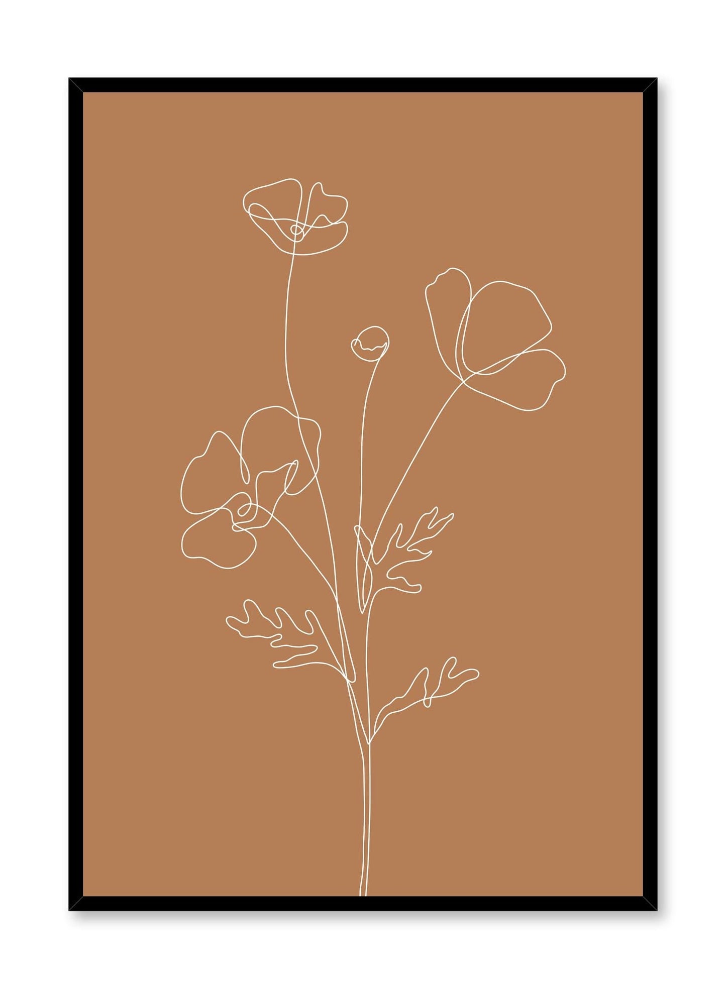 Poppy Sketch in Burnt Orange, Poster