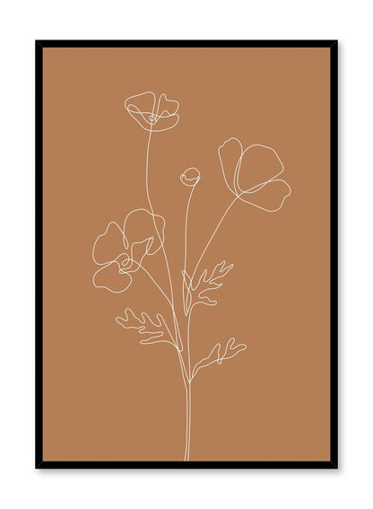 Poppy Sketch in Burnt Orange, Poster
