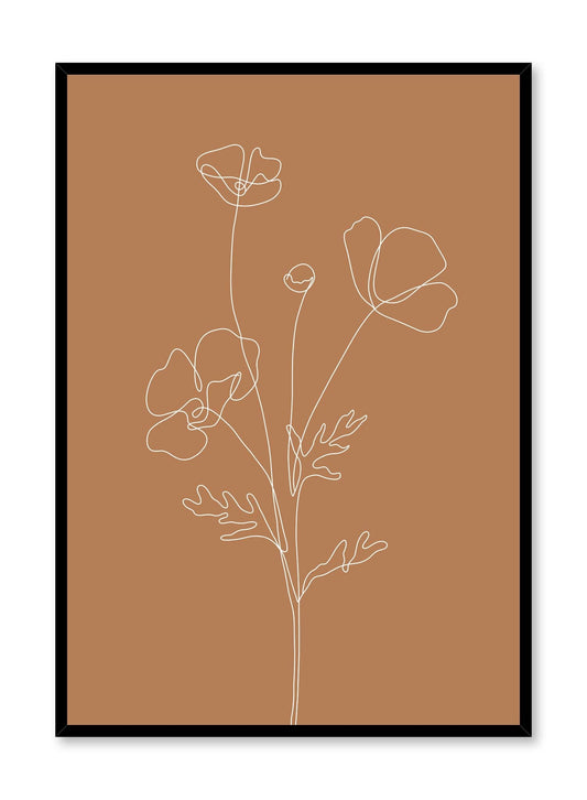 Poppy Sketch in Burnt Orange, Poster