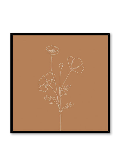Poppy Sketch in Burnt Orange, Poster