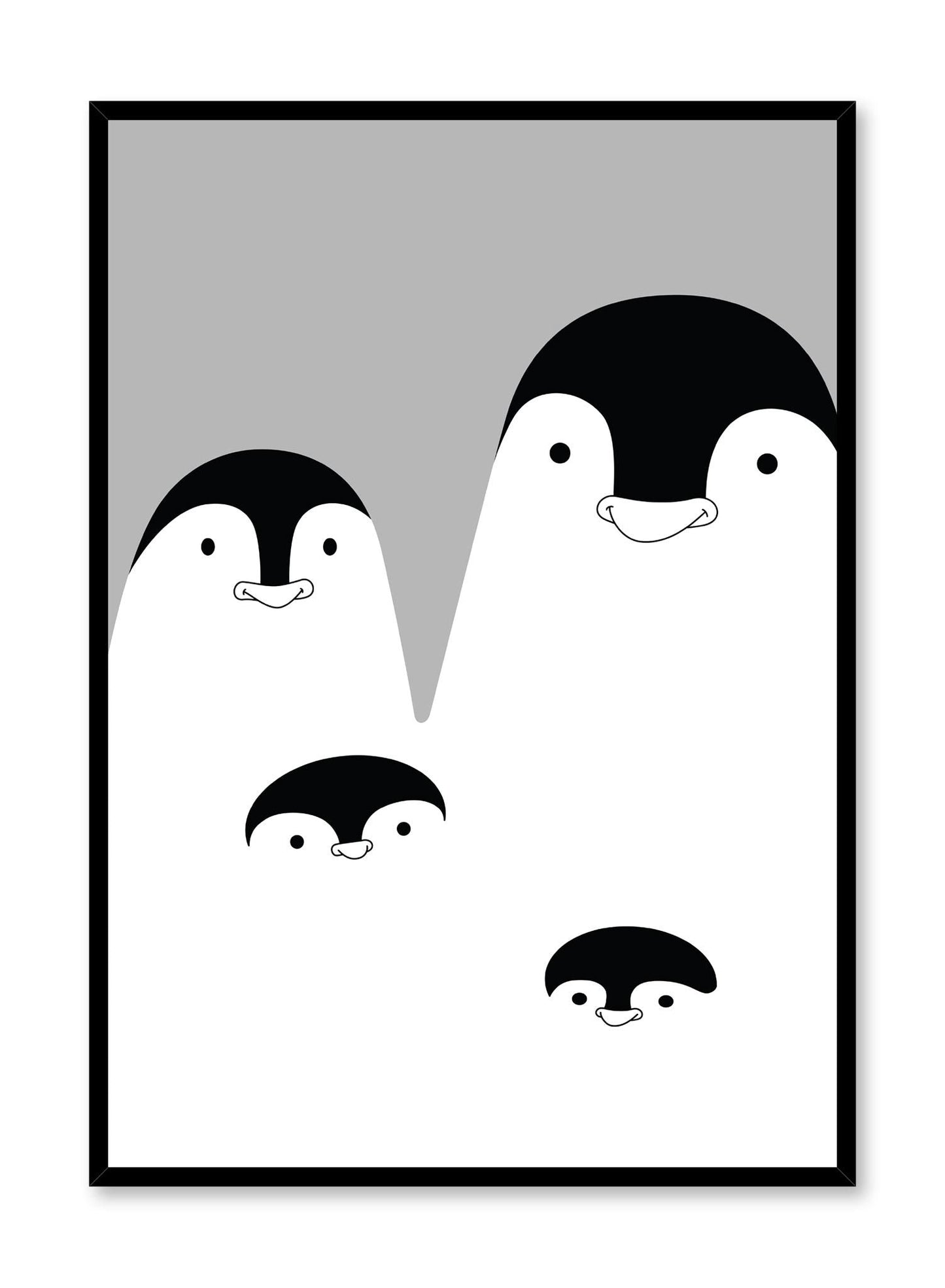 Penguin Family in Black, Poster