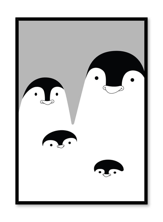 Penguin Family in Black, Poster