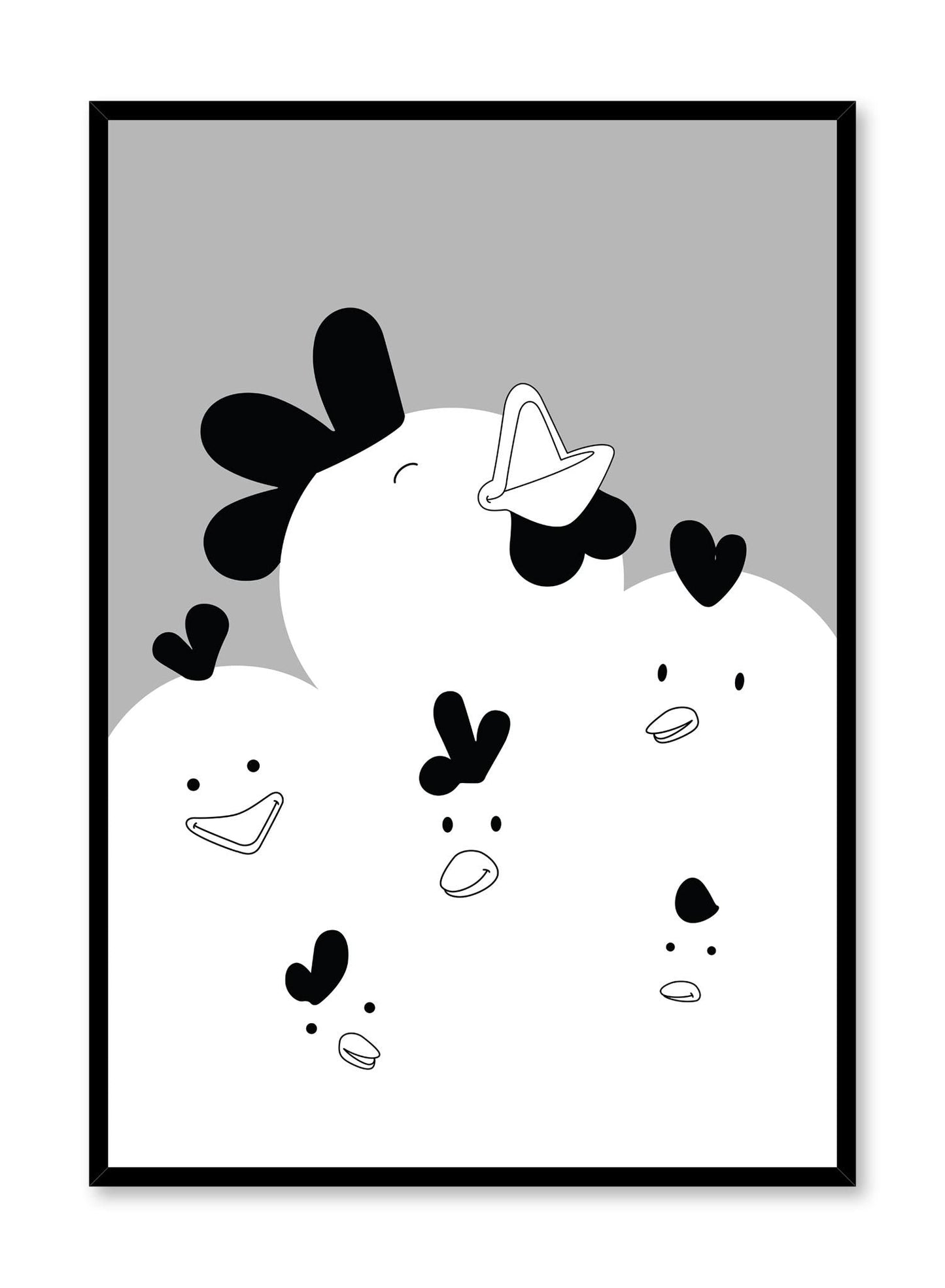 Chirpy Chicks in Black, Poster