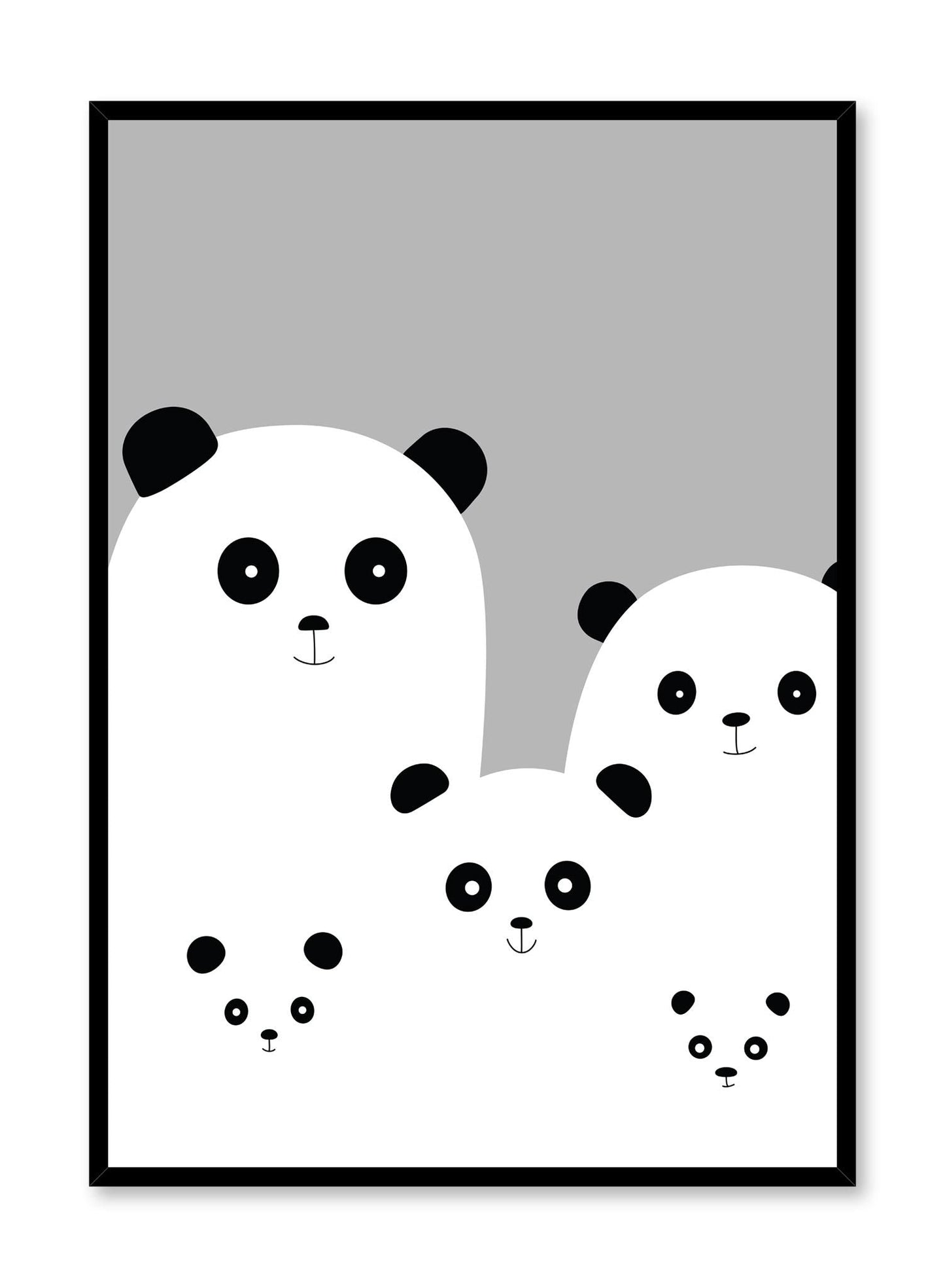 Panda Family in Black, Poster