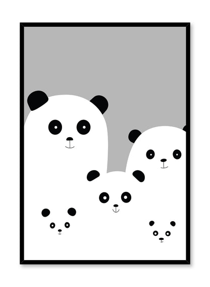 Panda Family in Black, Poster