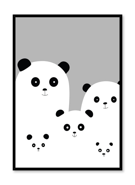 Panda Family in Black, Poster