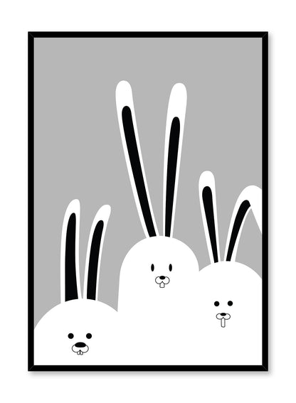Trio of Bunnies in Black, Poster