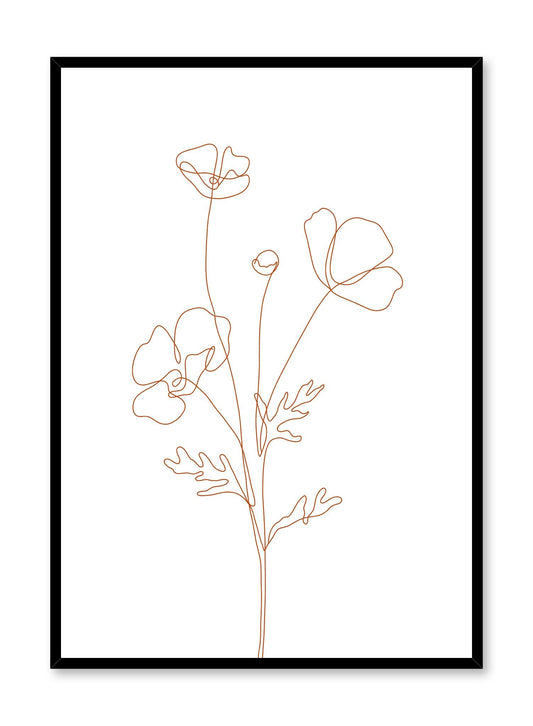 Poppy Sketch with Orange Lines, Poster
