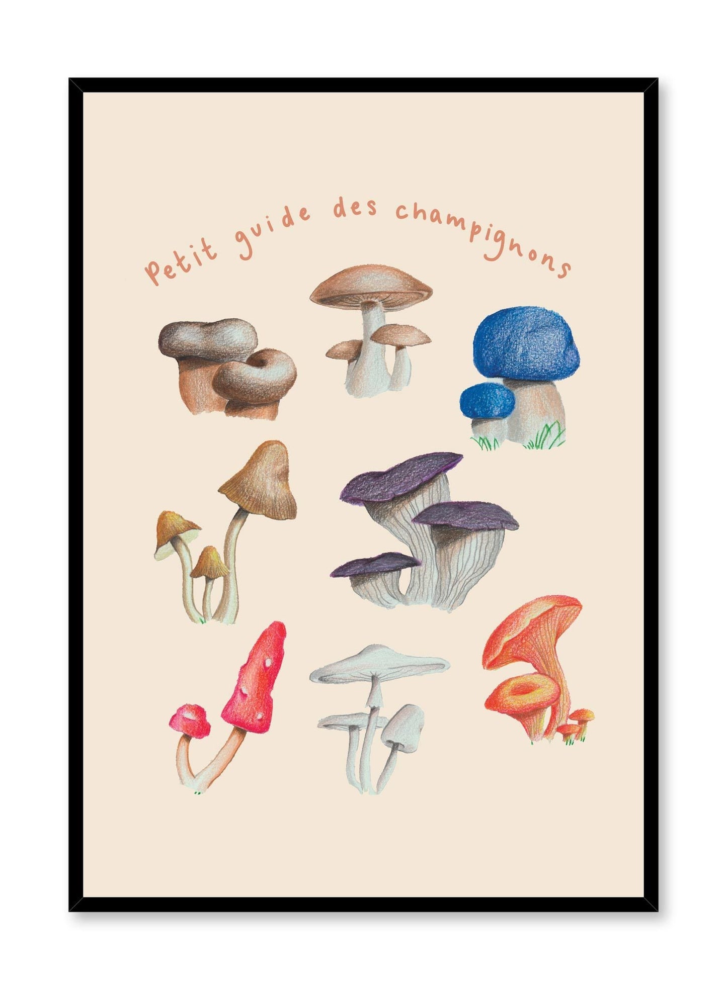 Mushroom Harvest in French, Poster