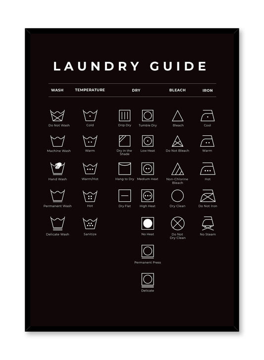 Laundry Guide in Black, Poster