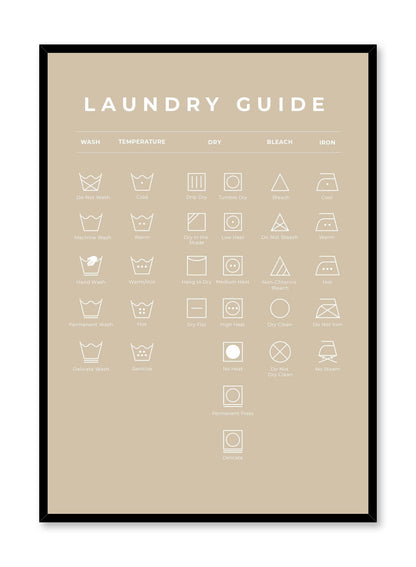 Laundry Guide in Beige, Poster